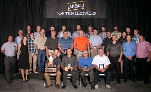 Top 10 Growers:
Front row, l-r: Matthew Tweedie, Paul Tweedie, Arthur Tweedie, Peter Tweedie.
Second Row, l-r: Travis Pirie, Field Representative, Whitney Sipprell, Field Representative, Luc Coté, Field Department Manager, Shai Altman, President, McCai Top 10 Growers:
Front row, l-r: Matthew Tweedie, Paul Tweedie, Arthur Tweedie, Peter Tweedie.
Second Row, l-r: Travis Pirie, Field Representative, Whitney Sipprell, Field Representative, Luc Coté, Field Department Manager, Shai Altman, President, McCai