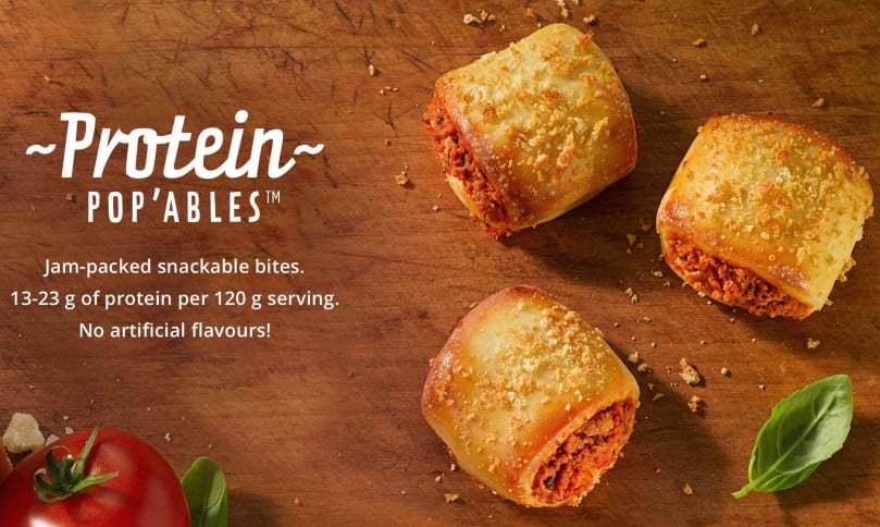 Protein Pop'ables – bite-sized snacks with 14 to 23 grams of protein per serving to keep you going. Available in Chicken Parmesan, Jamaican Beef and Italian Sausage recipes. Protein Pop'ables – bite-sized snacks with 14 to 23 grams of protein per serving to keep you going. Available in Chicken Parmesan, Jamaican Beef and Italian Sausage recipes.