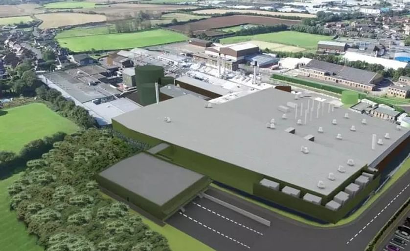 Artist impression of the McCain Foods Potato Processing Plant in Scarborough (United Kingdom) after the investment: proposed aerial view from the north-east of the site.