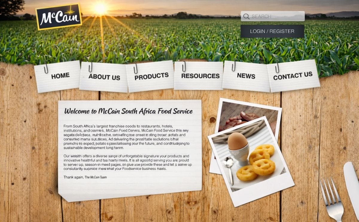 McCain Foods South Africa Foodservice website McCain Foods South Africa Foodservice website