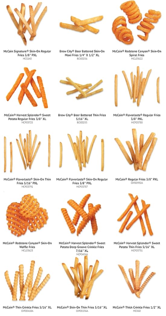 Sample of the frozen french fries McCain Foods USA offers to foodservice