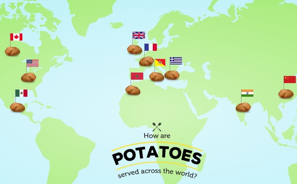 This map was created by McCain Foods UK for its foodservice customers. If you visit the interactive version of this map (link below), you can click each flag and find the culinary habits of the potato lovers in that region. 
