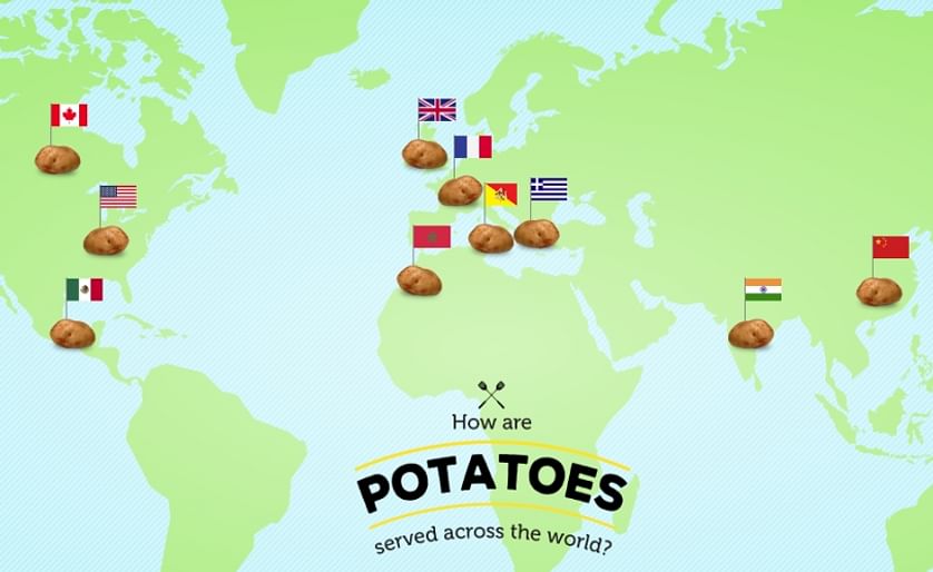 This map was created by McCain Foods UK for its foodservice customers. If you visit the interactive version of this map (link below), you can click each flag and find the culinary habits of the potato lovers in that region. 