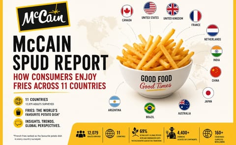McCain Spud Report highlights global fry preferences and consumer habits across 11 countries, based on a survey of more than 12,000 respondents worldwide. McCain Spud Report highlights global fry preferences and consumer habits across 11 countries, based on a survey of more than 12,000 respondents worldwide.