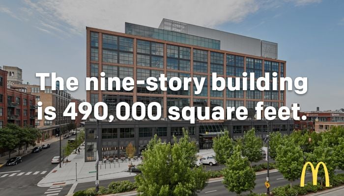 McDonald’s office space, including Hamburger University will occupy 490,000 square feet of the building. McDonald’s office space, including Hamburger University will occupy 490,000 square feet of the building.