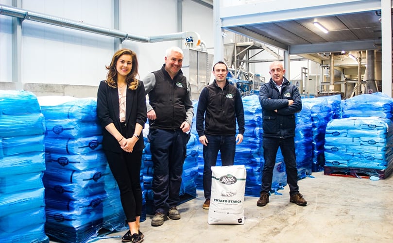 Cliona Costello, Paul Monaghan, Philip Meade Jr. & Robert Devlin of Meade Potato Company at the launch of the company's starch extraction unit. Cliona Costello, Paul Monaghan, Philip Meade Jr.and Robert Devlin of Meade Potato Company at the launch of the company's starch extraction unit.