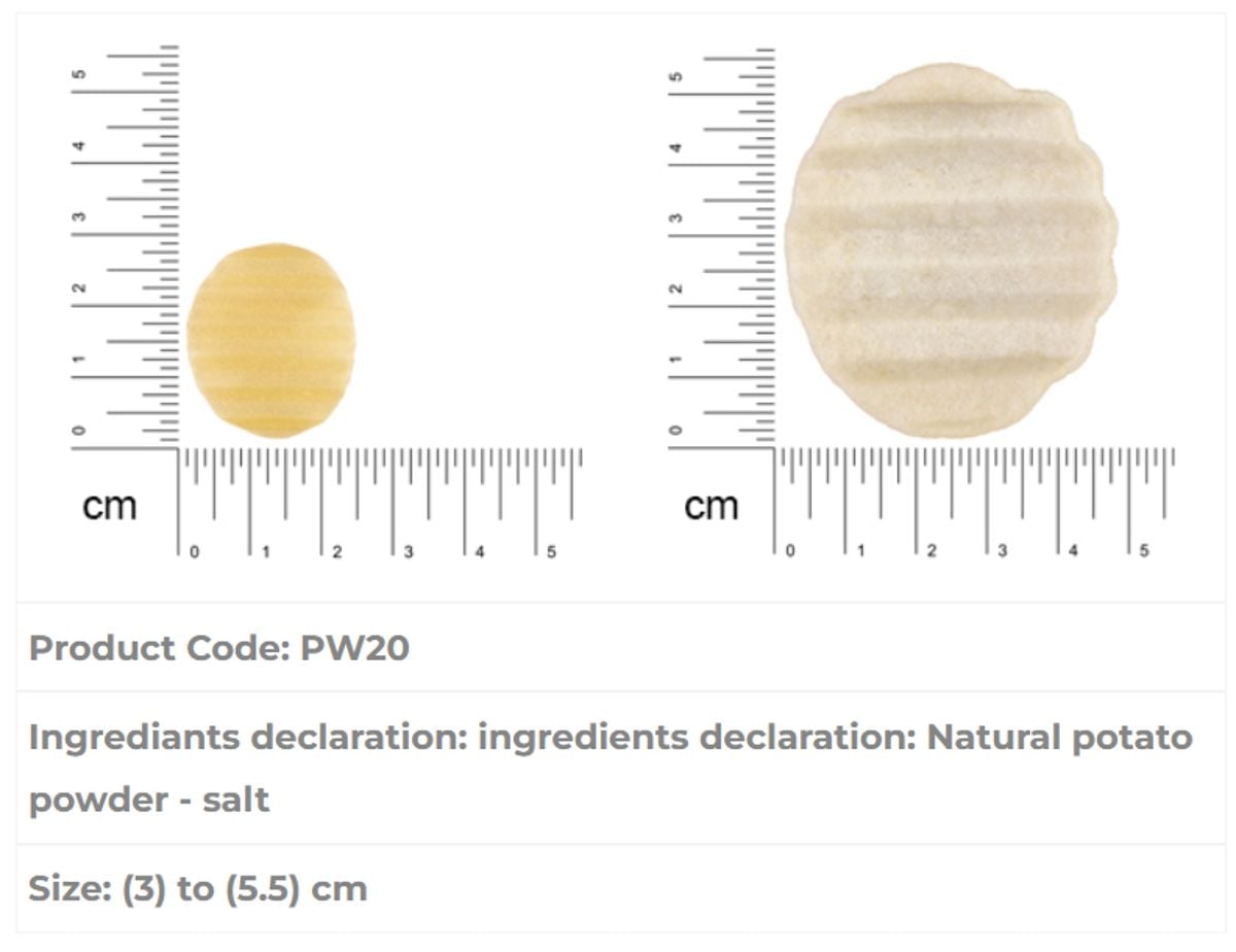 	Almounajed Potato pellets (Medium Wavy) specifications