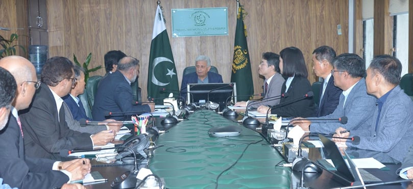 Federal Minister for National Food Security and Research, Rana Tanveer Hussain, chairs a comprehensive briefing session with KOICA Director Mr. Je Ho Yeon and the visiting research delegation on the proposed Seed Potato Production and Supply Centre (SPPSC) at PARC, Islamabad. Federal Minister for National Food Security and Research, Rana Tanveer Hussain, chairs a comprehensive briefing session with KOICA Director Mr. Je Ho Yeon and the visiting research delegation on the proposed Seed Potato Production and Supply Centre (SPPSC) at PARC, Islamabad.