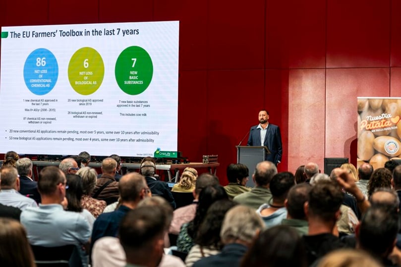 Michal Kicinski of CropLife Europe presents an overview of crop protection solutions and challenges facing European potato growers at the 1st International Potato Symposium in Madrid.