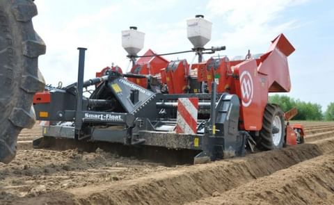 The Miedema CP 42P Smart-Float, a 4-row trailed potato planter, one of several units that will be shown by Dewulf and Miedema at Potato Europe in Doornik, Belgium. The Miedema CP 42P Smart-Float, a 4-row trailed potato planter, one of several units that will be shown by Dewulf and Miedema at Potato Europe in Doornik, Belgium.