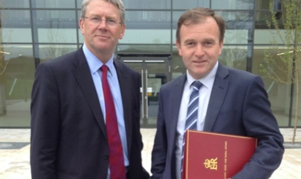 AHDB Chairman Peter Kendall with Food and Farming Minister George Eustice in 2014