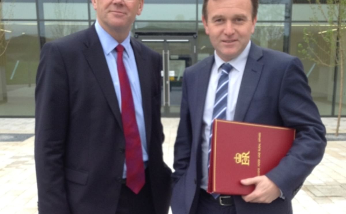 AHDB Chairman Peter Kendall with Food and Farming Minister George Eustice in 2014 AHDB Chairman Peter Kendall with Food and Farming Minister George Eustice in 2014