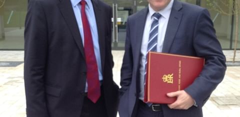 New AHDB Chairman Peter Kendall (left) and UK Food and Farming Minister George Eustice