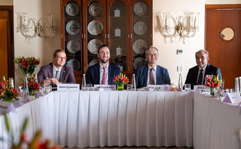 Dutch Minister Silvio Erkens and Indian representatives during discussions on strengthening the India–Netherlands Seed Partnership. Dutch Minister Silvio Erkens and Indian representatives during discussions on strengthening the India–Netherlands Seed Partnership.
