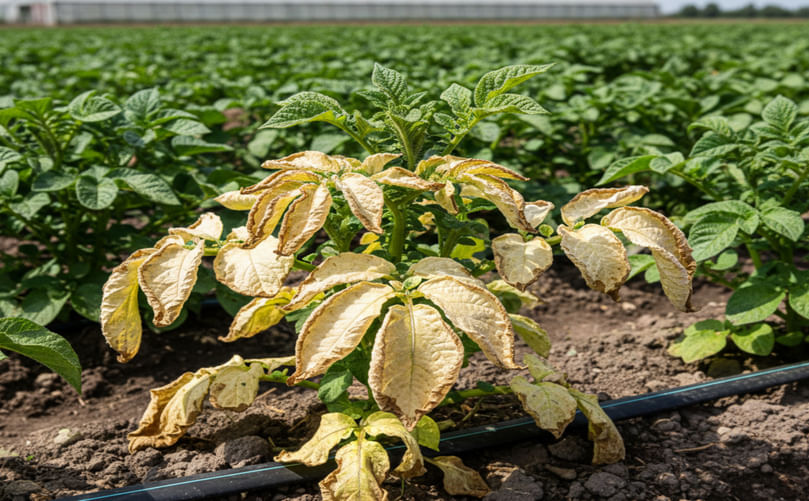 Whiptail Distortion in Molybdenum-Deficient Older Potato Leaves