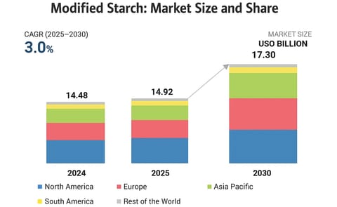 The modified starch market is expanding as manufacturers focus on clean-label ingredients that enhance stability, texture and processing performance. The modified starch market is expanding as manufacturers focus on clean-label ingredients that enhance stability, texture and processing performance.