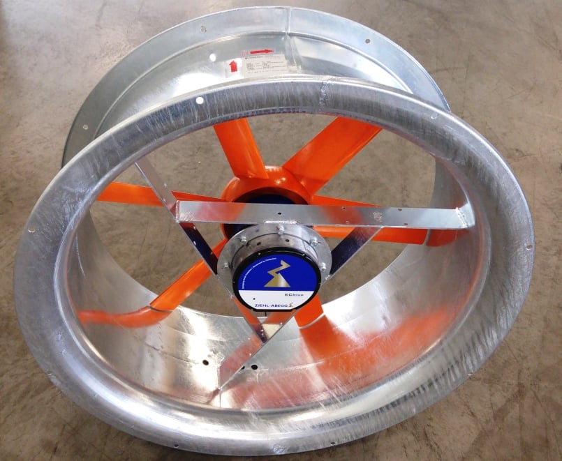 The EC Axial 1000 fan, prior to installation The EC Axial 1000 fan, prior to installation