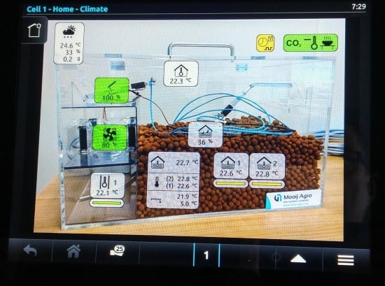Just as a regular storage, the mini storage is controlled by Mooij Agro's Croptimiz-r storage computer, that also registers all settings Just as a regular storage, the mini storage is controlled by Mooij Agro's Croptimiz-r storage computer, that also registers all settings