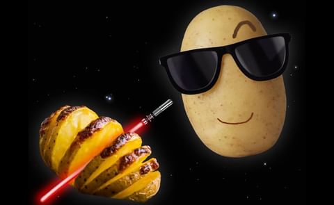 This recipe for hasselback potatoes was promoted on 'Star Wars Day' as part of the 'More than a bit on the side' campaign This recipe for hasselback potatoes was promoted on 'Star Wars Day' as part of the 'More than a bit on the side' campaign