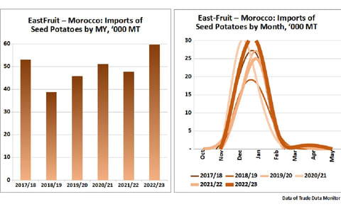 Morocco: Imports of Seed Potatoes by year and by month, 000 MT Morocco: Imports of Seed Potatoes by year and by month, 000 MT