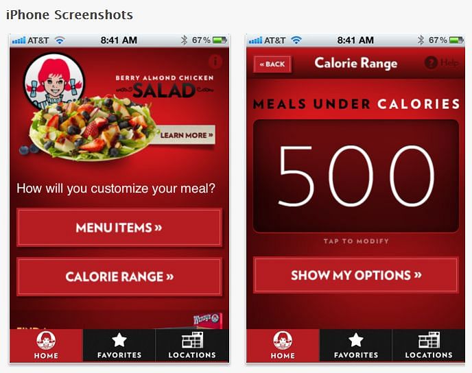 Wendy's Nutrition App Wendy's Nutrition App
