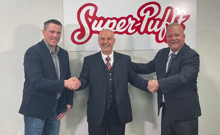From left to right, Nate Horner, Minister of Agriculture, Forestry and Rural Economic Development, Yousif Al-Ali, President and CEO, Super-Pufft Snacks Corp and Airdrie Mayor Peter Brown. (Courtesy: Discover Airdrie)
