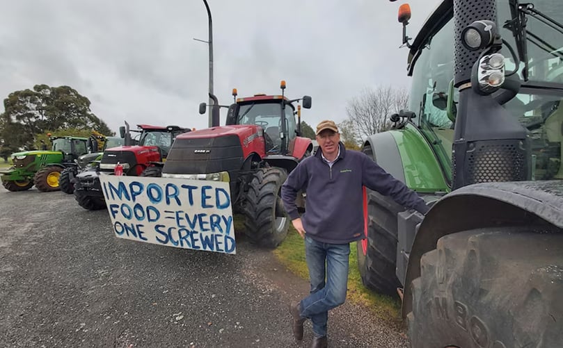 Nathan Richardson participated in a tractor convoy protest last year. (Courtesy: ABC News) Nathan Richardson participated in a tractor convoy protest last year. (Courtesy: ABC News)