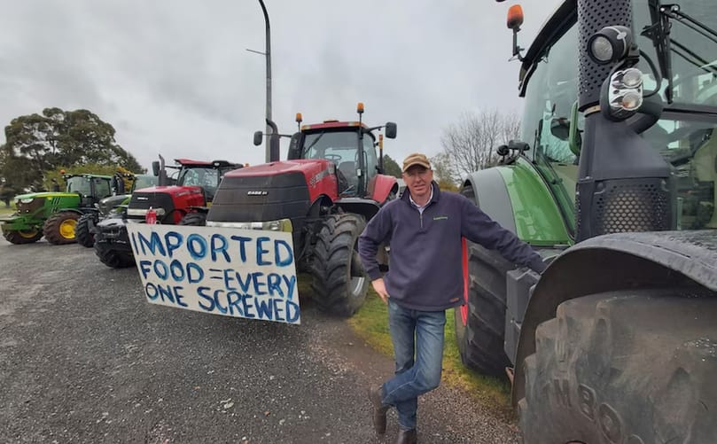Nathan Richardson participated in a tractor convoy protest last year. (Courtesy: ABC News) Nathan Richardson participated in a tractor convoy protest last year. (Courtesy: ABC News)