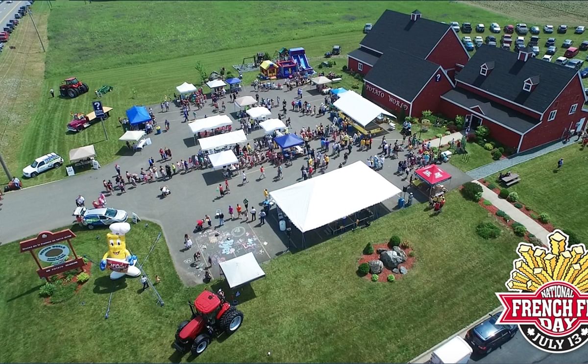 Aerial view of today's National French Fry day activities at Potato World,  in the French Fry Capital of the World, Florenceville-Bristol, New Brunswick