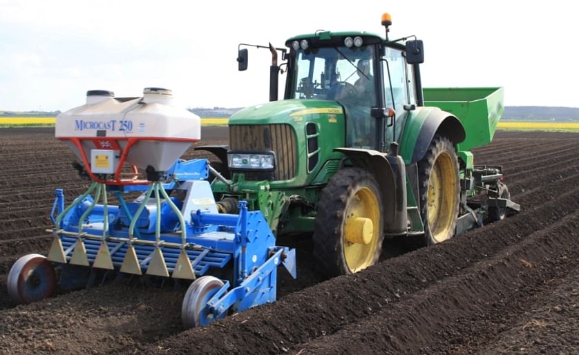 A longer crop rotation saves on inputs such as nematicides or fumigation. Photo above shows the application of a nematicide at time of planting in the United Kingdom 