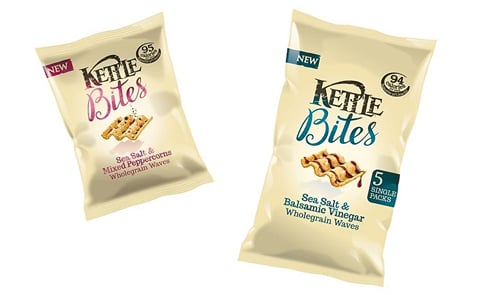 Kettle Foods extends its successful Bites range with two new flavours, Sea Salt & Mixed Peppercorns Wholegrain Waves and Sea Salt & Balsamic Vinegar Wholegrain Waves. Kettle Foods extends its successful Bites range with two new flavours, Sea Salt & Mixed Peppercorns Wholegrain Waves and Sea Salt & Balsamic Vinegar Wholegrain Waves.
