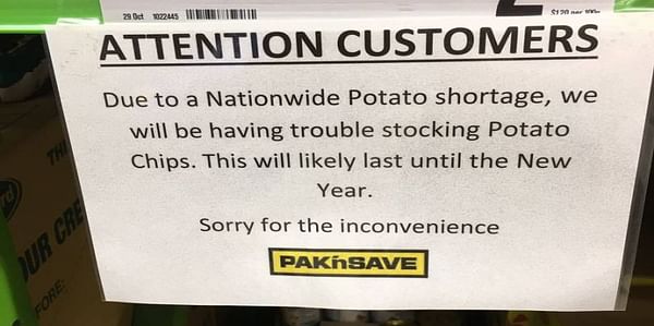Wet weather causes potato shortage in new Zealand