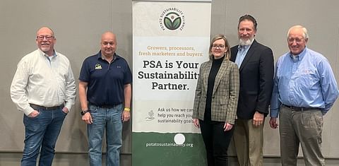 Newly-elected PSA executive committee with CEO John Mesko during the winter board meeting at Potato Expo in Austin, TX. From L to R: Shane Sampels, Mike Wenkel, Tracy Shinners-Carnelley, John Mesko, Ritchey Toevs.