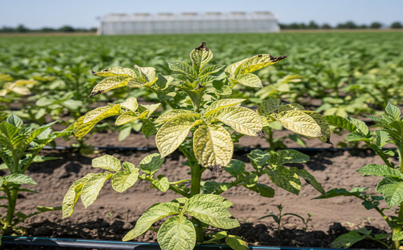 Leaf Tip Necrosis from Nickel Deficiency in Potato Crops Leaf Tip Necrosis from Nickel Deficiency in Potato Crops