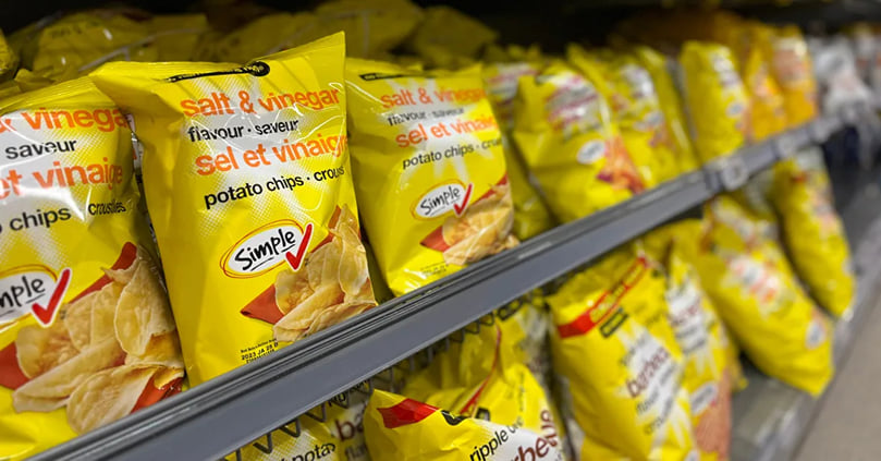 The snack aisle at a Superstore in Calgary has a large section dedicated to its private 'No Name' brand of chips. (Courtesy: CBC) The snack aisle at a Superstore in Calgary has a large section dedicated to its private 'No Name' brand of chips. (Courtesy: CBC)