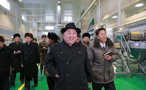 Kim Jong Un and his advisers are touring a new potato factory (starch) in Samjiyon, North Korea - near the Chinese border.