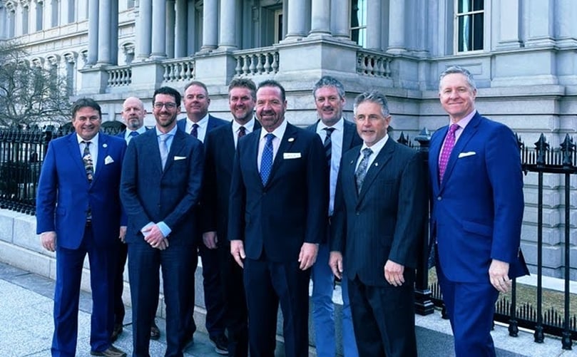 The 2024-25 NPC Executive Committee pictured in front of the Old Executive Office Building on the White House grounds. From left to right: Ted Tschirky, Chris Olsen, Ben Sklarczyk, Brett Jensen, Dean Gibson, RJ Andrus, TJ Hall, Bob Mattive, and Kam Quarles. (Courtesy: The National Potato Council) The 2024-25 NPC Executive Committee pictured in front of the Old Executive Office Building on the White House grounds. From left to right: Ted Tschirky, Chris Olsen, Ben Sklarczyk, Brett Jensen, Dean Gibson, RJ Andrus, TJ Hall, Bob Mattive, and Kam Quarles. (Courtesy: The National Potato Council)