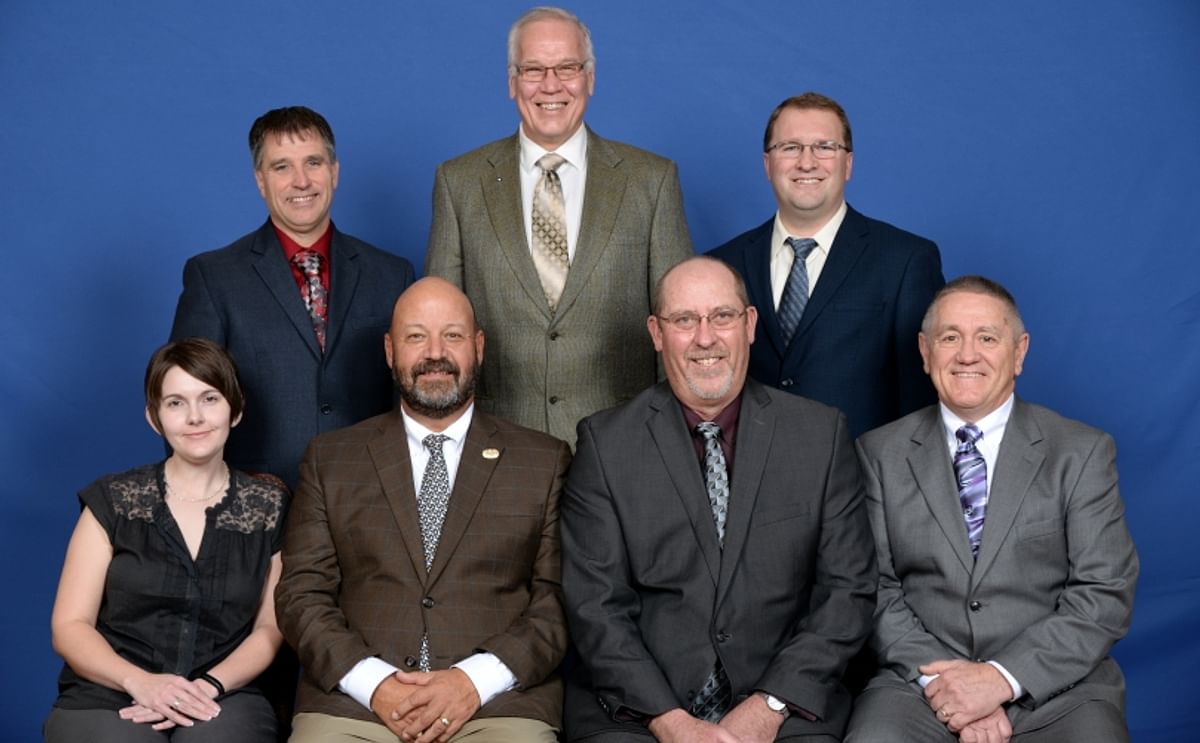 NPC 2016 Executive Committee, Standing, from left to right: Cully Easterday, Larry Alsum and Dominic LaJoie.
Seated, from left to right: Britt Raybould, Jim Tiede, Dan Lake and Dwayne Weyers.