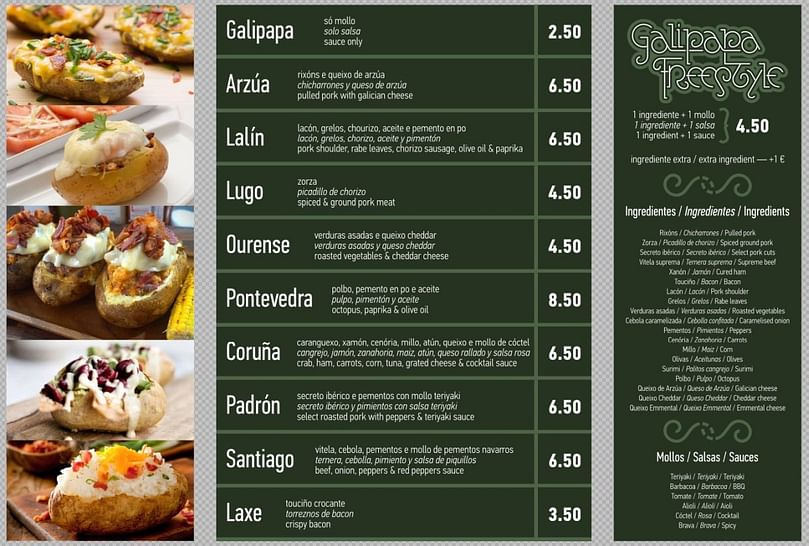 Somos un concepto distinto de comida, diferente pero muy sabroso. Patatas asadas y rellenas con los mejores ingredientes de nuestra tierra. (Cortesía: Galipapas en Facebook) Somos un concepto distinto de comida, diferente pero muy sabroso. Patatas asadas y rellenas con los mejores ingredientes de nuestra tierra. (Cortesía: Galipapas en Facebook)