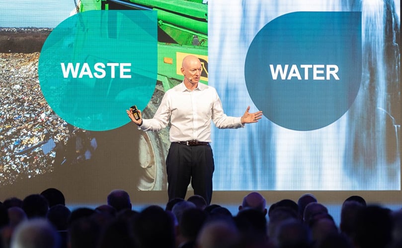 Ian Roberts, CTO of Bühler Group, talking about Bühler's increased sustainability goals. Ian Roberts, CTO of Bühler Group, talking about Bühler's increased sustainability goals.