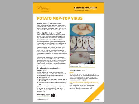 Click to access Potato Mop-Top virus factsheetCourtesy: Biosecurity New Zealand, September 2018)