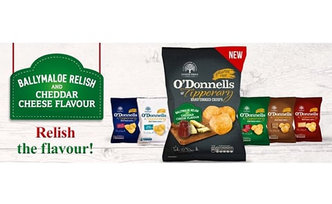 O’Donnells launches Ballymaloe Relish and Cheddar Cheese flavour crisps O’Donnells launches Ballymaloe Relish and Cheddar Cheese flavour crisps