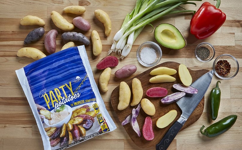 Offered in a high-graphic 24-ounce poly-mesh bag, Party Potatoes will feature custom resources for each themed promotion. Offered in a high-graphic 24-ounce poly-mesh bag, Party Potatoes will feature custom resources for each themed promotion.