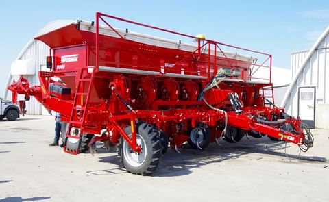 A modified, one-pass seeder and hilling system from Spudnik was key to Berry’s foray into direct-seeded potatoes (Courtesy: Alexis Stockford) A modified, one-pass seeder and hilling system from Spudnik was key to Berry’s foray into direct-seeded potatoes (Courtesy: Alexis Stockford)