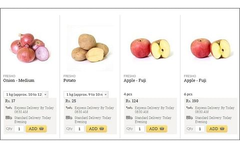 According to the Ministry of Commerce, the number of online shops in China selling agricultural produce had exceeded 1 million by September this year. Shown is part of an Indian website selling produce - including potatoes (Courtesy: Bigbasket.com) According to the Ministry of Commerce, the number of online shops in China selling agricultural produce had exceeded 1 million by September this year. Shown is part of an Indian website selling produce - including potatoes (Courtesy: Bigbasket.com)