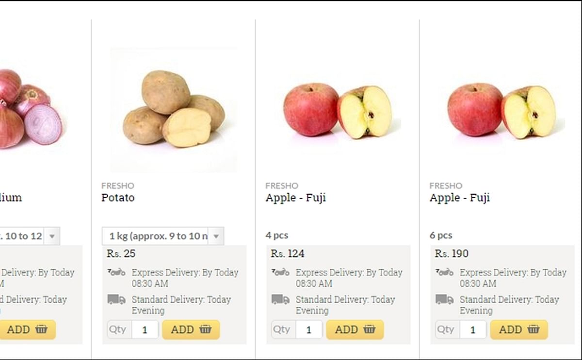 According to the Ministry of Commerce, the number of online shops in China selling agricultural produce had exceeded 1 million by September this year. Shown is part of an Indian website selling produce - including potatoes (Courtesy: Bigbasket.com)