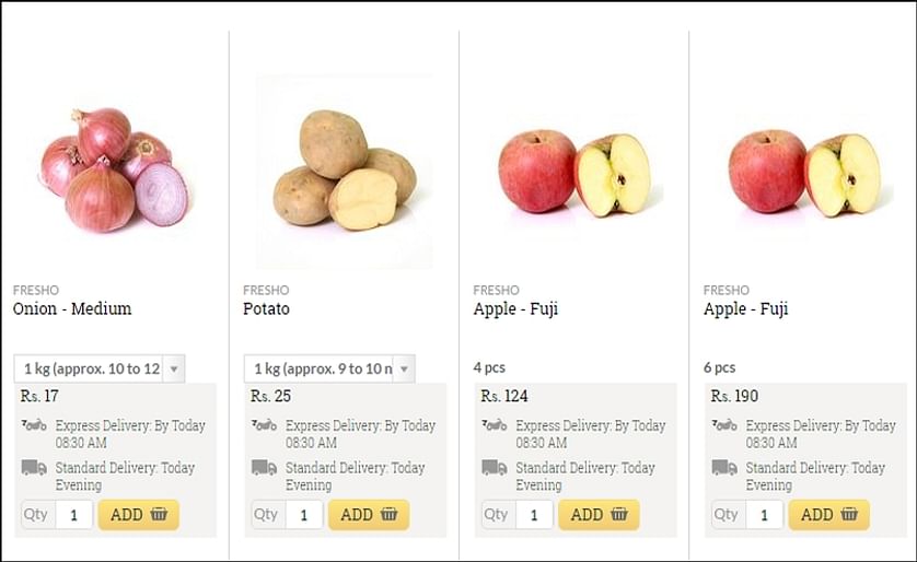 According to the Ministry of Commerce, the number of online shops in China selling agricultural produce had exceeded 1 million by September this year. Shown is part of an Indian website selling produce - including potatoes (Courtesy: Bigbasket.com)