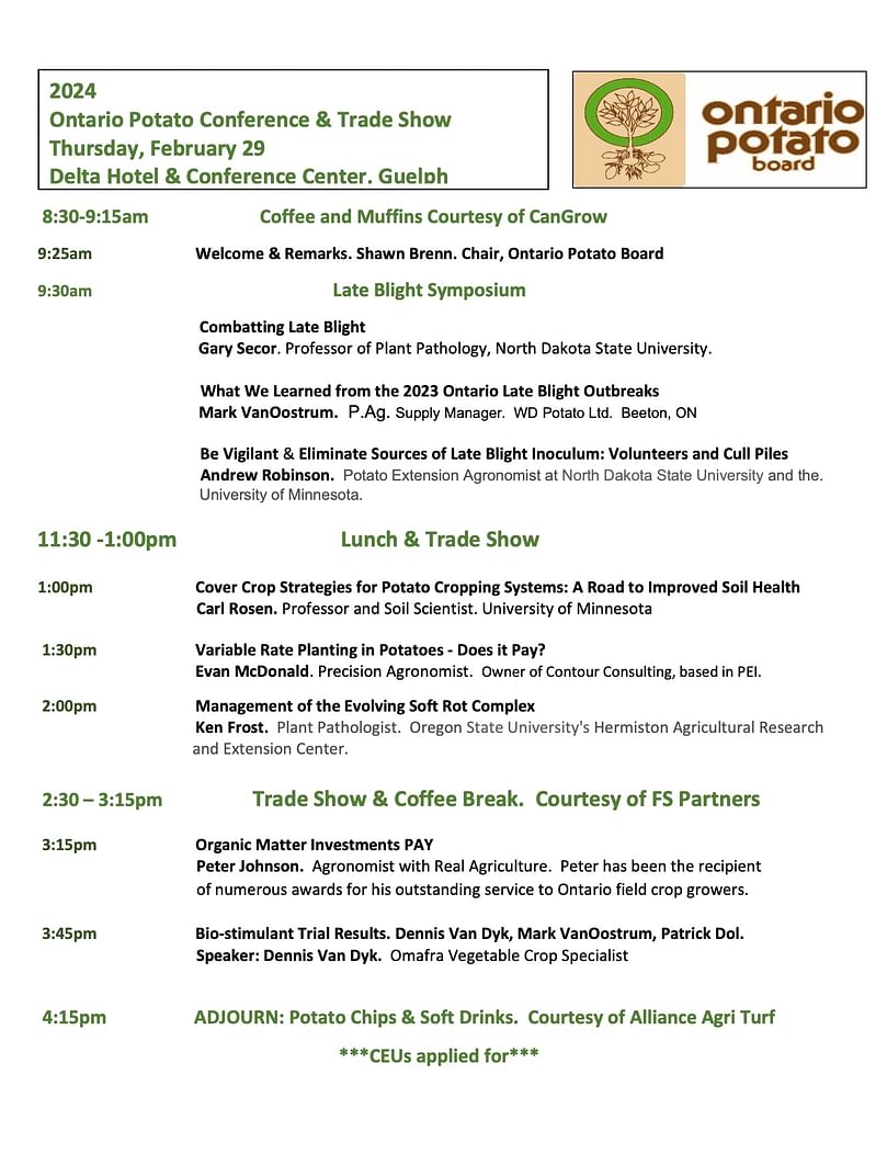 2024 Ontario Potato Conference and Trade Show-Program