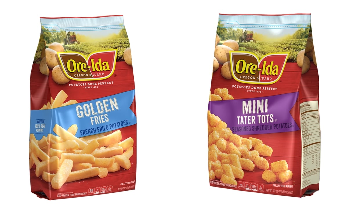 Ore-Ida golden fries and mini tater tots in stand-up pouches Ore-Ida golden fries and mini tater tots in stand-up pouches