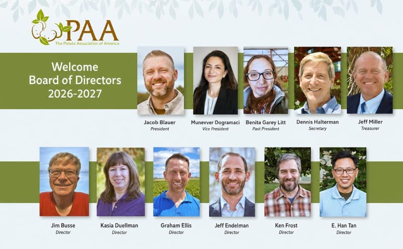The Potato Association of America installed its 2026–2027 Board of Directors during the conclusion of the association's 110th Annual Meeting in New Orleans The Potato Association of America installed its 2026–2027 Board of Directors during the conclusion of the association's 110th Annual Meeting in New Orleans